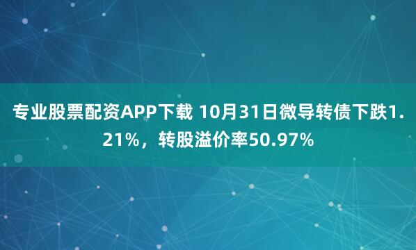 专业股票配资APP下载 10月31日微导转债下跌1.21%，转股溢价率50.97%