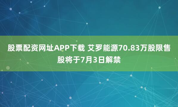 股票配资网址APP下载 艾罗能源70.83万股限售股将于7月3日解禁